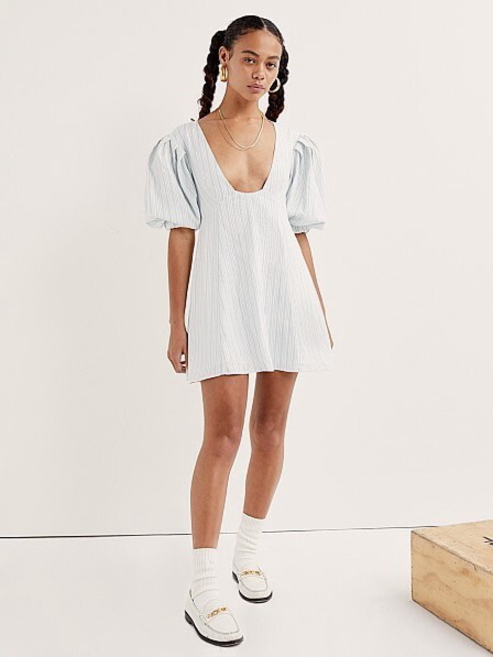 For Love and Lemons Leslie Mini Dress Light Blue Medium